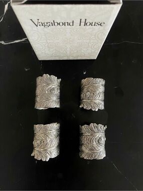 Vagabond House Feather Napkin Ring Set - 2 sets of 4 available
